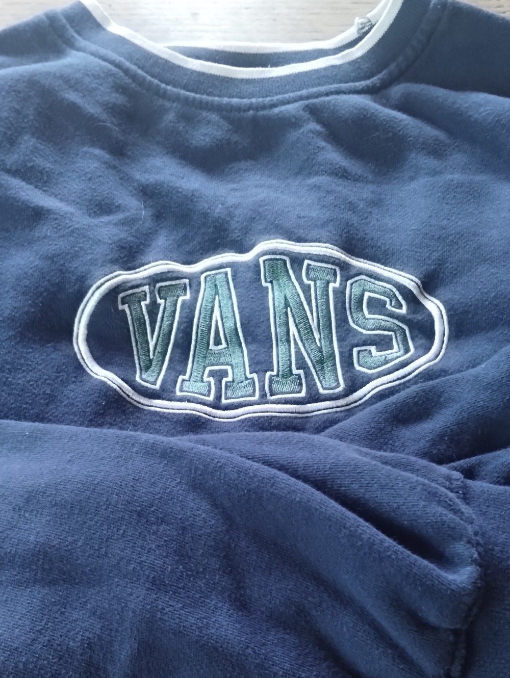 Vans Women's Navy Blue Logo Crewneck Sweater Top